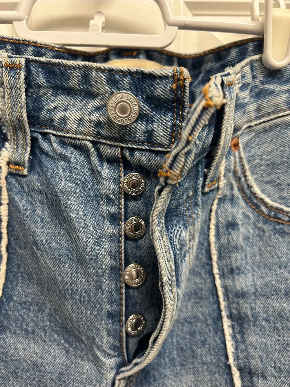 Levi's Faded Blue Panelled Denim Mini Skirt Sz 24
